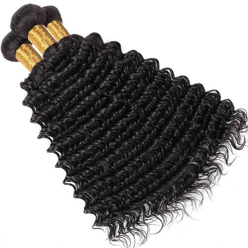 30 32 34 Inch Raw Deep Wave Bundles Human Hair Natural Black Color Unprocessed Brazilian Virgin Hair Loose Deep Wave Bundles Human Hair