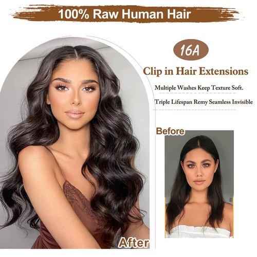 16A Premium Clip in Hair Extensions Real Human Hair, 18inch 120g 7pcs（Service life1.5~2 years）Remy Seamless Invisible Double Weft Human Hair, #T4/27 Balayage Multiple Washes Keep Texture Soft