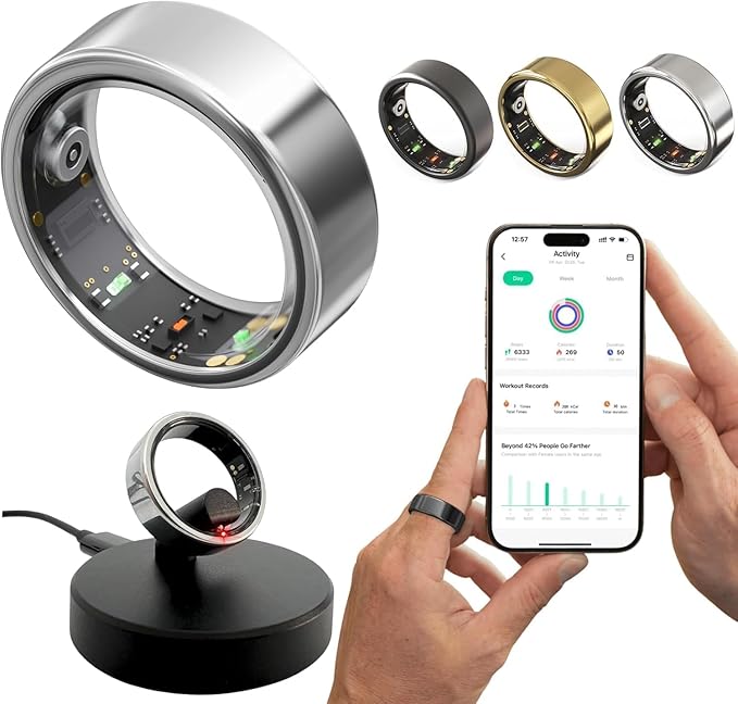 2026 Smart Ring for Women & Men Health Fitness Tracker for Daily Activity Workouts | Heart Rate Sleep Blood Oxygen Steps Cycle Monitoring Meditation | No Subscription Required (Silver, #11)
