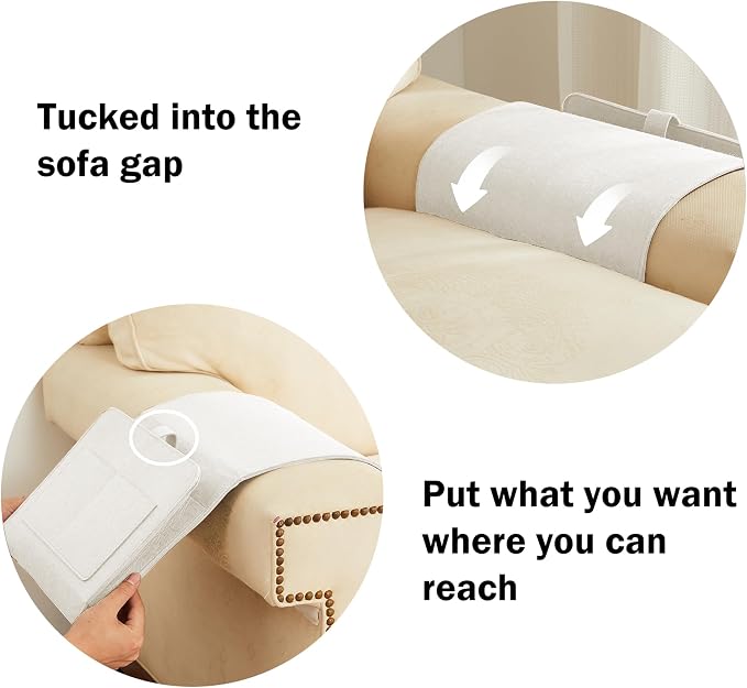 YOUDENOVA Bedside Caddy, Bedside Storage Caddy, Bedside Organizer for Dorm Room, Bunk Bed, Beige