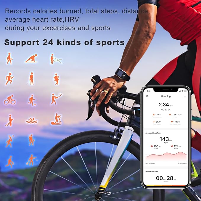 Smart Health Ring for Women Men Fitness Tracker with Heart Rate, Blood Oxygen, HRV, Sleep Monitoring, Step Counting, IP68 for iPhone and Android, No Subscription Fee (Silver, 10#)