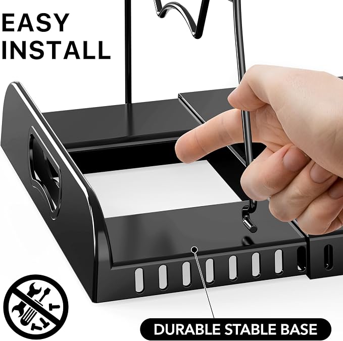 Simple Houseware Expandable Pan Organizer Rack, 10 Adjustable Compartments, Black - Kitchen Cabinet Organizer for Pots, Pans, Lids & Bakeware - Pantry & Countertop Storage