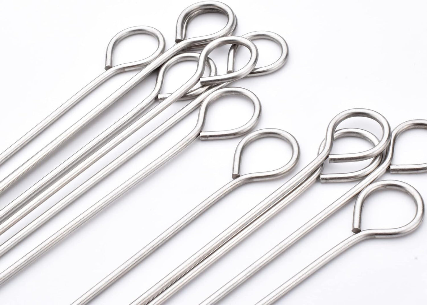 10 Inch Metal Barbecue Skewers, Stainless Steel BBQ Skewers, Shish Kebab Kabob Skewers 12 Pcs