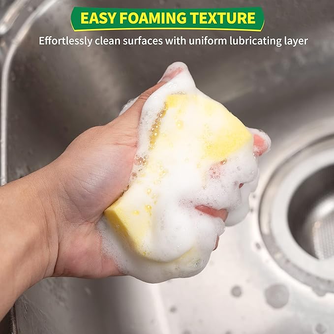 Sponges Kitchen, Heavy Duty Dish Sponge 24 Pack, Scrub Cleaning Sponge for Dishes, Non-Coated Cookware, Sink & Countertops, Multipurpose Cleaning Supplies for Home, Kitchen & Bathroom