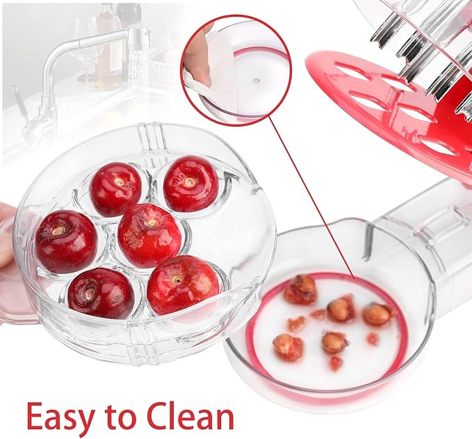 Cherry Pitter - UCMORX Multi Cherries Corer Stainless Steel Pitter Tool with Labor-Saving Design Safe Lock Design for Making Cherry Jam - 6 Cherries