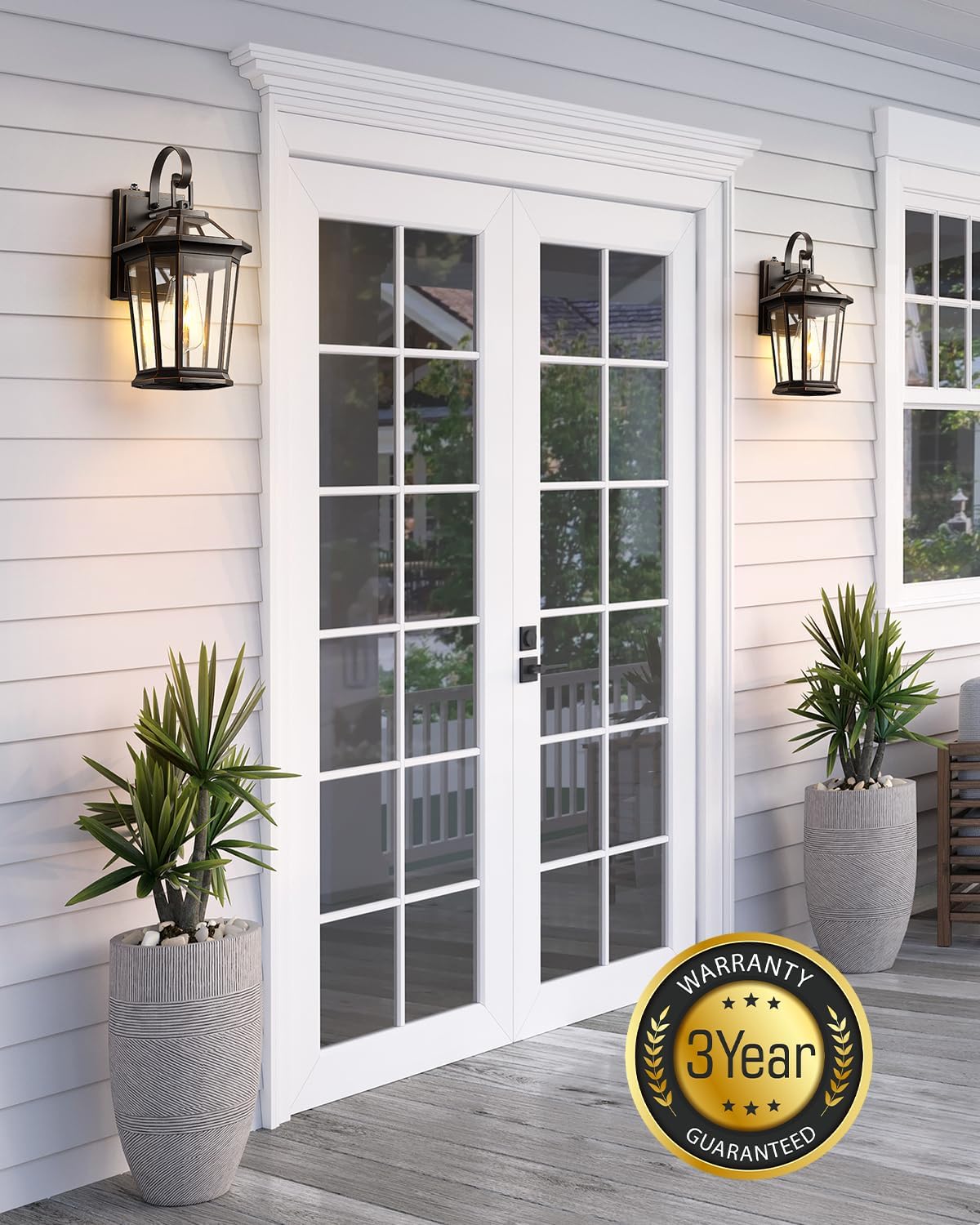 VIANIS Dusk to Dawn Outdoor Wall Lighting, Black Waterproof Exterior Lighting Fixtures for House, 100% Anti-Rust Aluminum Modern Outside Coach Light Fixture Wall Mount for Porch, Garage, Front Door