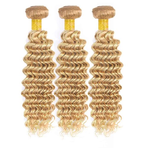 28 28 28 inch 613 Human Hair Bundles Blonde Deep Wave Bundles P27/613 Human Hair Bundle 27 Mixed With 613 Color