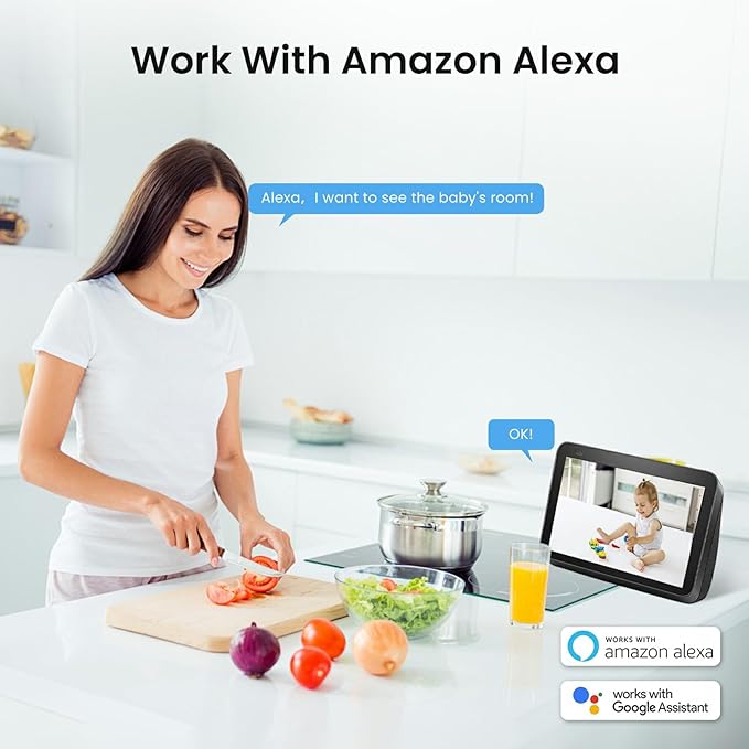 AMOROM Indoor Security Camera 360° with Pan/Tilt, Pet Dog Baby Monitor, 1080P HD Night Vision, Motion Detection, 2-Way Talk, Alexa & Google Home Compatible (2.4GHz WiFi)