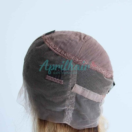 Aprilhair Pre-plucked Ombre #1B/27 Dark Root Honey Blonde 360 Lace Frontal Wigs Straight Glueless 150% Density Brazilian Virgin Human Hair With Baby Hair Full (12" inch, Straight)