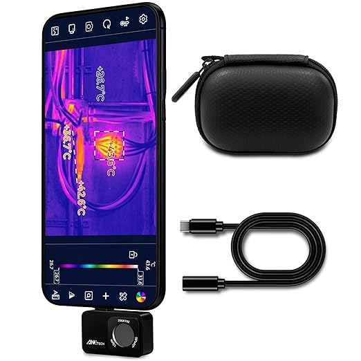 Thermal Camera for Android, Thermal Imager for Smartphone, 512x384 Super IR Resolution, 256x192 IR Resolution, Infrared Camera for Home Inspection, HVAC, Automotive