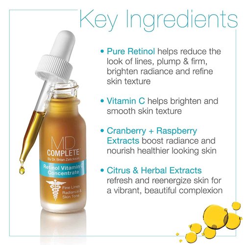 MD Complete Bundle of Wrinkle Radiance Remedy PLUS with Retinol Vitamin C + Total Eye Treatment + 2-in-1 Restoring Cleanser and Makeup Remover 3.0 fl oz | Anti-Aging Skin Rejuvenation Treatment