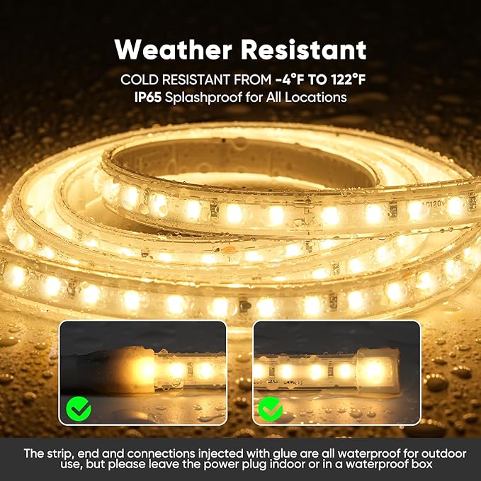 Shine Decor LED Strip Light Super Bright 24000LM, Plug&Play 120V Driverless Easy Wiring, Flicker Free Weatherproof for Outdoor Indoor, Min. 3.9” Cuttable Stickable, 2800K Warm White 98FT ETL Listed
