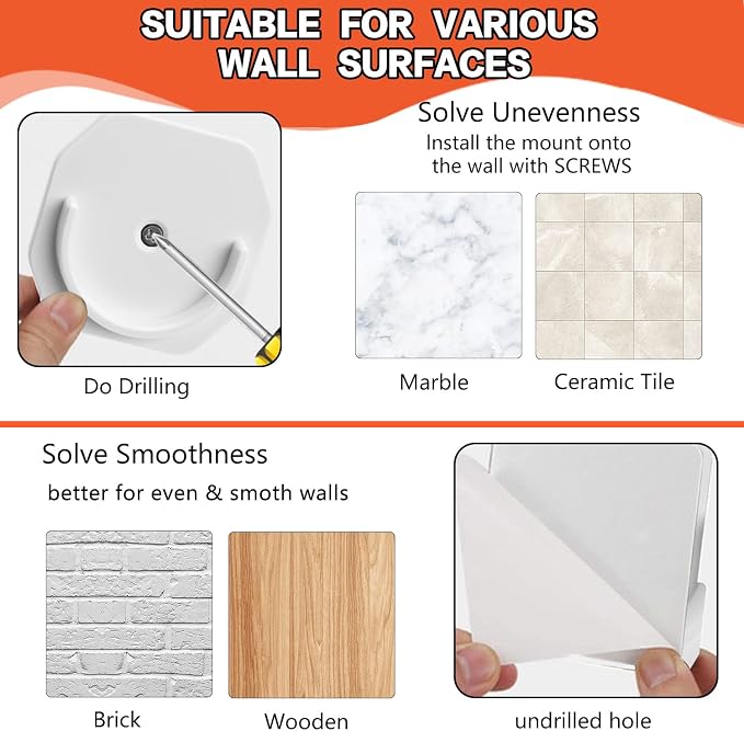 Closet Rods for Hanging Clothes, White Closet Rod 30-76 Inch Adjustable Clothes Hanging Bar Shower Curtain Rods for Closet, Wardrobes, Bathroom, Windows, with No Drilling Holder