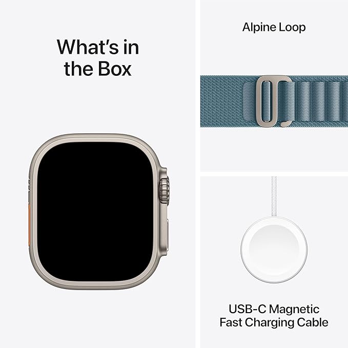 Apple Watch Ultra 3 [GPS + Cellular 49mm] Running & Multisport Smartwatch w/ Rugged Titanium Case w/ Light Blue Alpine Loop - M w/ AppleCare+ (2 years)