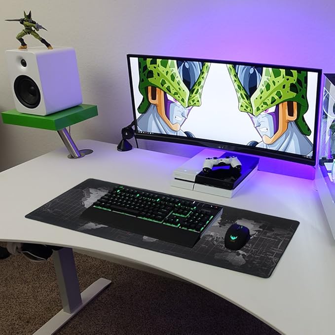 Benvo Extended Mouse Pad Large Gaming Mouse Pad- 35.4x15.7x0.12 inch Computer Keyboard Mouse Mat Non-Slip Mousepad Rubber Base and Stitched Edges for Game Players, Office, Study World Map Design