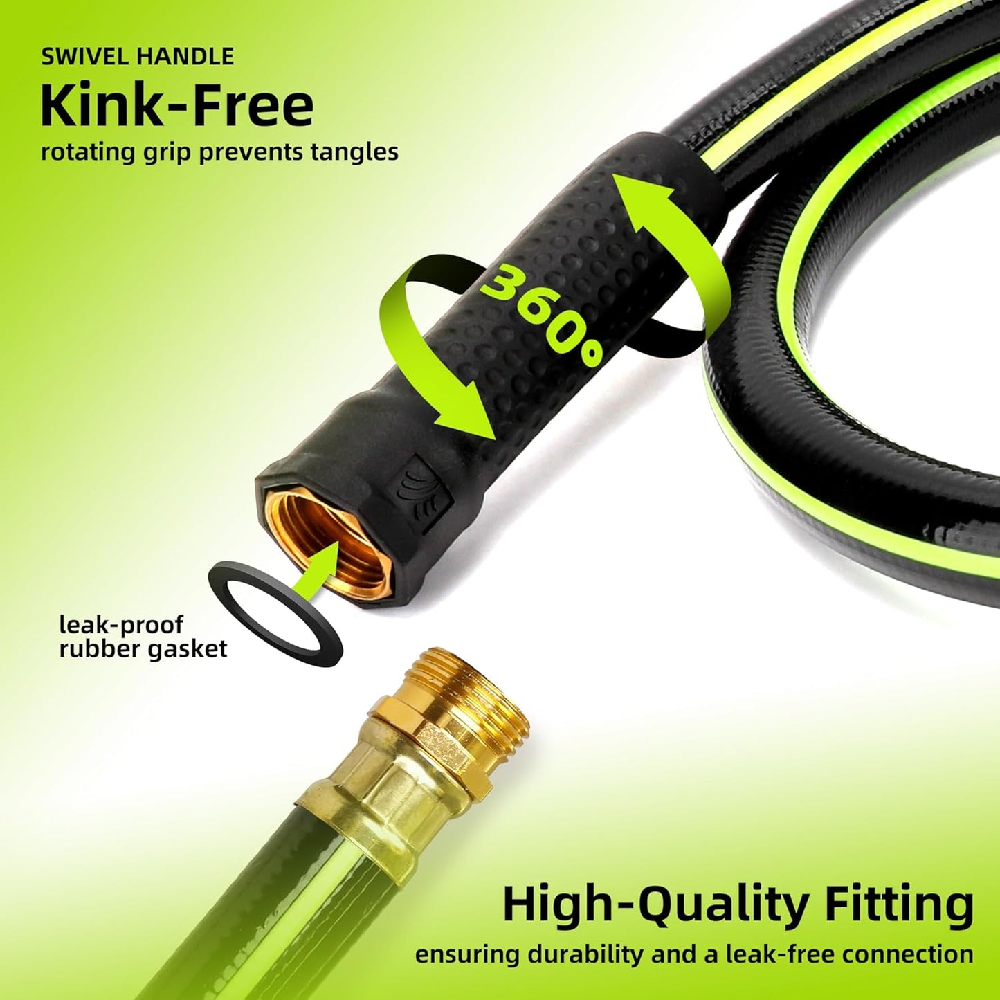 Worth Leader Short Garden Hose 3/4 in. x 4 ft. -No Kink, Flexible, Leakproof, Male to Female Fittings -Heavy Duty Durable PVC Lightweight Water Pipe with Brass Aluminum Ends for Household & Commercial