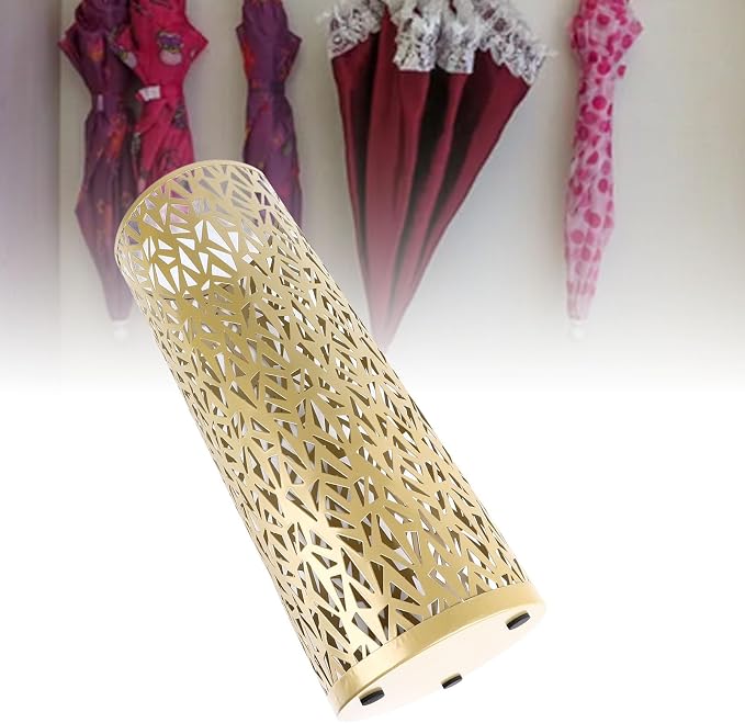 Umbrella Stand Rack for Entryway Metal Hollowed Freestanding Round Umbrella Holder Organizer Bin for Home Hotel Office Decor (Medium)
