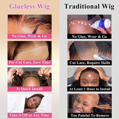 Chocolate Brown Wig Glueless Wigs Human Hair Pre Plucked Pre Cut Chocolate Brown 4x4 Hd Lace Front Wig For Black Women Colored Water Wave Wavy Curly Wig Human Hair Wear And Go Glueless Wigs #4 18inch