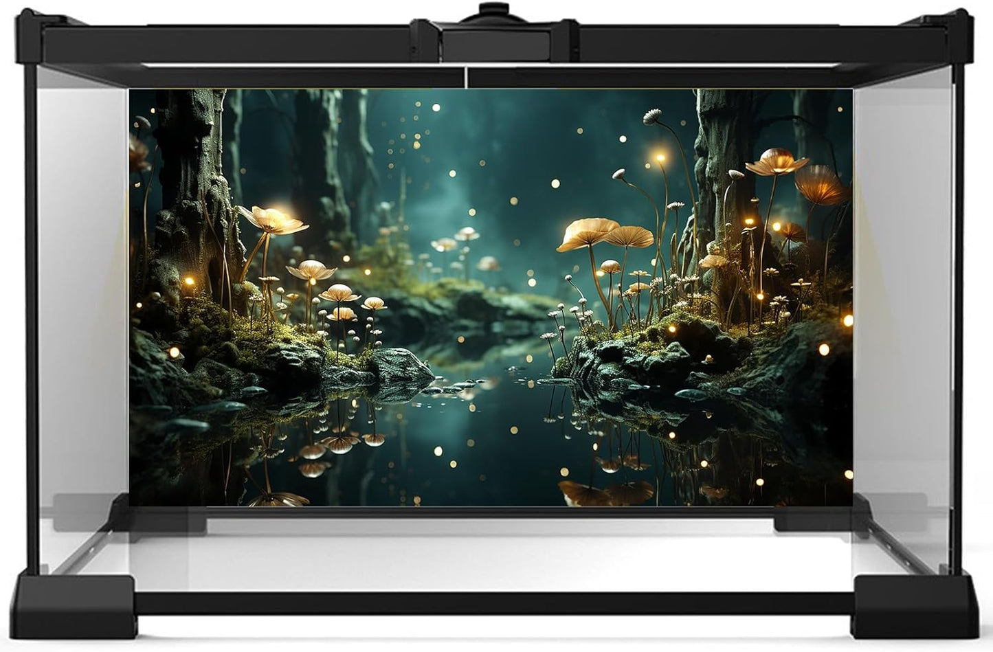 Fantasy Aquarium Background Rock Flowers Tranquil Water Scene Terrarium Backdrop Fantasy Lights Fish Tank Background Reptile Habitat Backdrop Aquarium Poster Wallpaper Decor Vinyl 36x18in