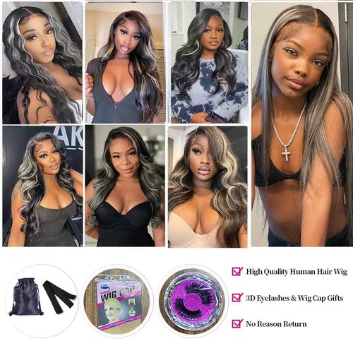Habiliana Bundles Human Hair 24 26 28 Inch Body Wave P4/GREY Human Hair Bundles 11A Unprocessed Brazilian Virgin Quick Weave Hair Extensions for Black Women