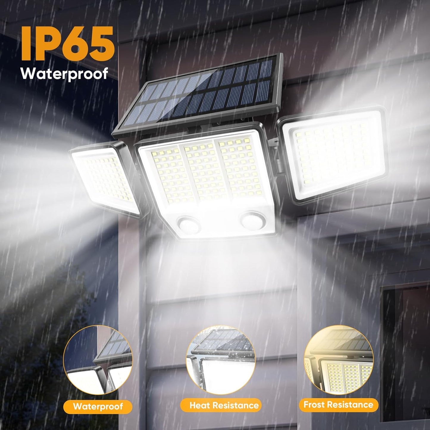 Solar Motion Sensor Outdoor Lights Waterproof - 3000LM 3 Modes Security Lights Outdoor 270° Illumination IP65 LED Solar Flood Wall Light for Garden Yard Patio Pathway