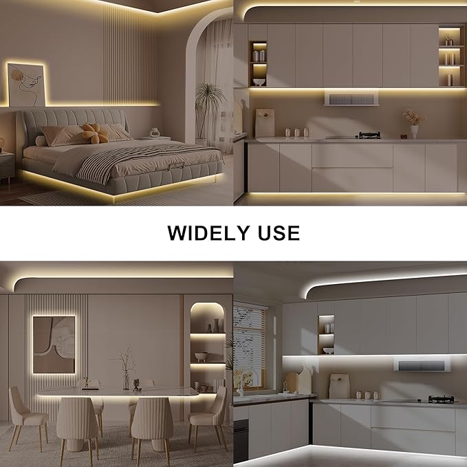 Tatazone 16.4ft Tunable White COB Led Strip Light with RF Remote, CRI93+ Dimmable CCT 2700K-6500K Led Tape Lights, Adhesive High Density Dual Color Led COB Light Strip for Bedroom, Kitchen, Cabinet