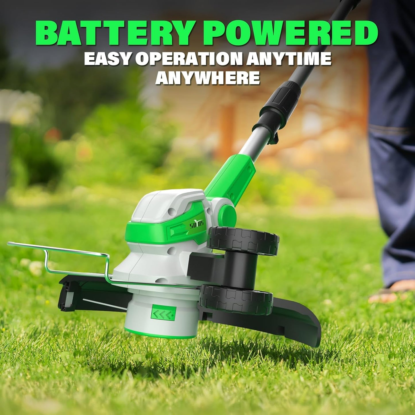 SOYUS 20V Cordless Electric Weed Wacker, 12 Inch String Trimmer Battery Powered with 2X 2.0 Ah Battery and 8 Pack Replacement Spools, Lightweight Grass Trimmer for Yard Work