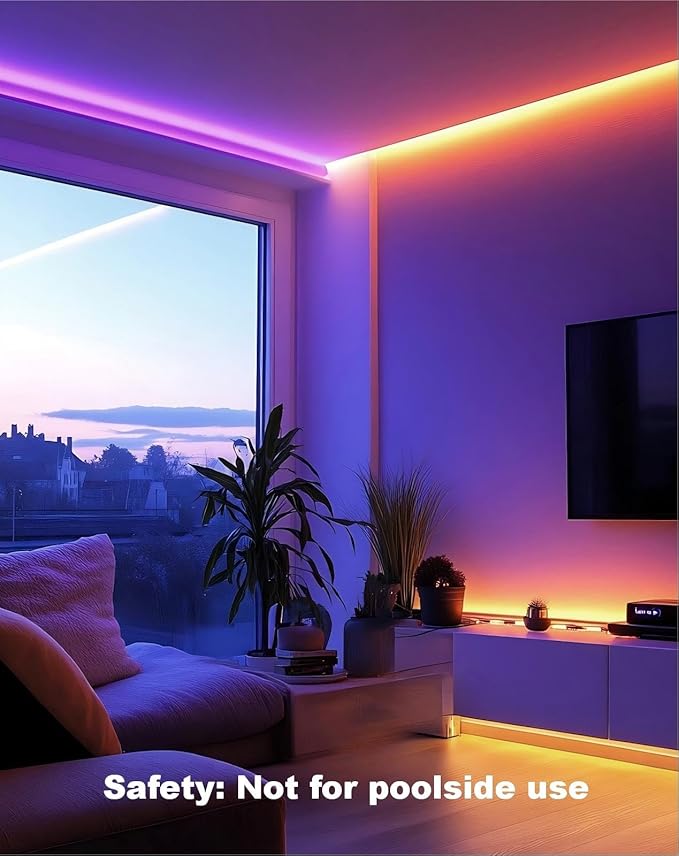 Shine Decor 120V RGB LED Strip Light Remote Control, Cold Resistant IP65 Waterproof Outdoor Strip Lighting Color Changing, Connectable Lite Multicolor Lighting Strip 7x13mm, 98 FT 900 LEDs ETL Listed