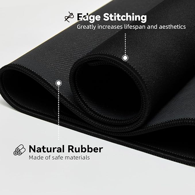 Reniteco Waterproof Large Gaming Mouse Pad with Durable Stitched Edges, Non-Slip Rubber Base, Big Computer Keyboard Mouse Mat Desk Pad for Home Office Gaming Work, 31.5"x11.8"x0.16", Black