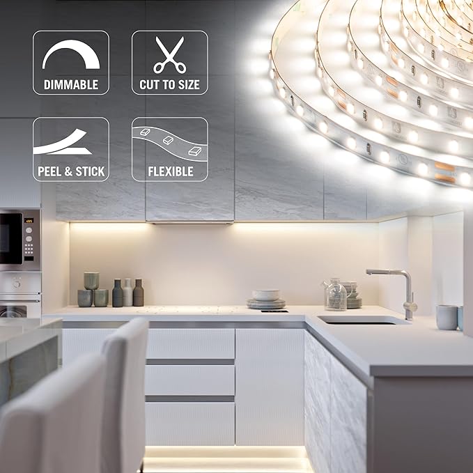 Armacost Lighting RibbonFlex Pro 24V White LED Strip Lights 60 LED/m, 2700K, 8.2 ft 135210