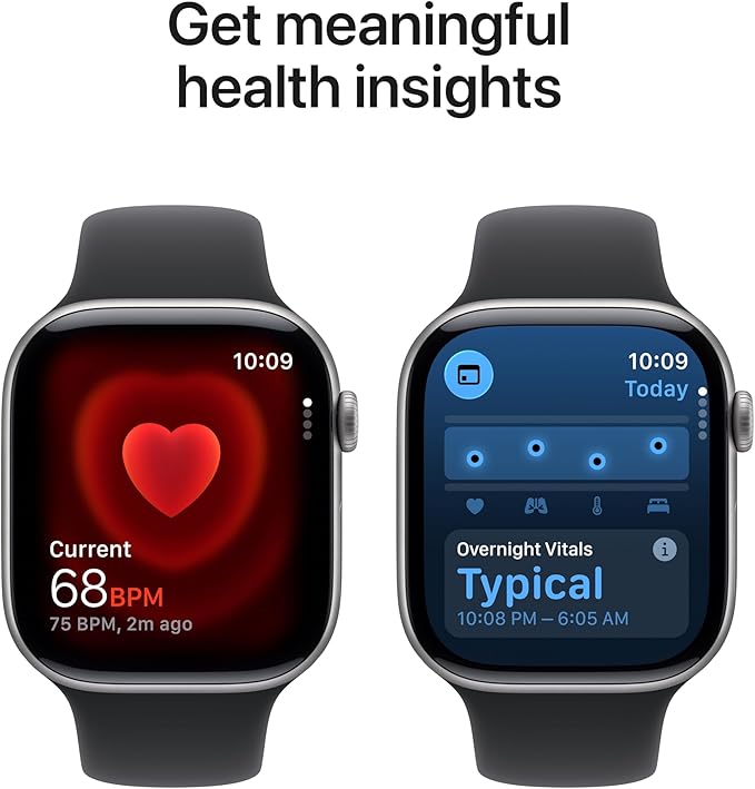 Apple Watch Series 11 [GPS + Cellular 46mm] Smartwatch with Space Grey Aluminium Case with Black Sport Band - M/L. Sleep Score, Fitness Tracker, Health Monitoring with AppleCare+ (2 Years)