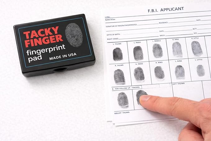 Inkless Fingerprint Pad – Black (6-Pack), Quick-Dry No-Mess Thumbprint Ink Pad for Notary Public and ID Verification, Non-Toxic & Reusable