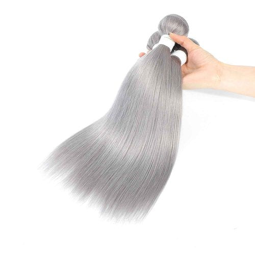 Condescension Brazilian Human Hair Bundles Sliver Grey 24 26 28 Inch Kinky Yaki Wave 3 Bundles Human Hair 100% Unprocessed Remy Brazilian Virgin Weave Hair Grey for Women