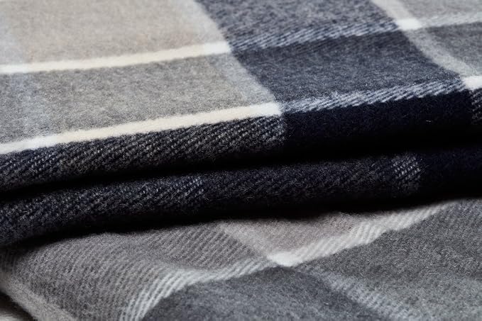Arus Acrylic Highlands Collection Queen Size Tartan Plaid Design Throw Blanket Blue, 60x80 inches