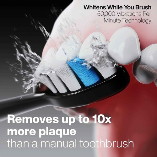 Aquasonic Black Series PRO UV – Ultra-Whitening Electric Toothbrush – 5 Modes & Smart Timers – UV Sanitizing Base, Premium Travel Case & 6 Proflex Brush Heads – ADA Accepted