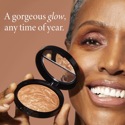LAURA GELLER NEW YORK Ready-n-Radiant Kit (3 PC) - Baked Bronze-n-Brighten, Deep + Spackle Super-Size Skin Perfecting Primer, Champagne Glow + Retractable Angled Kabuki Brush