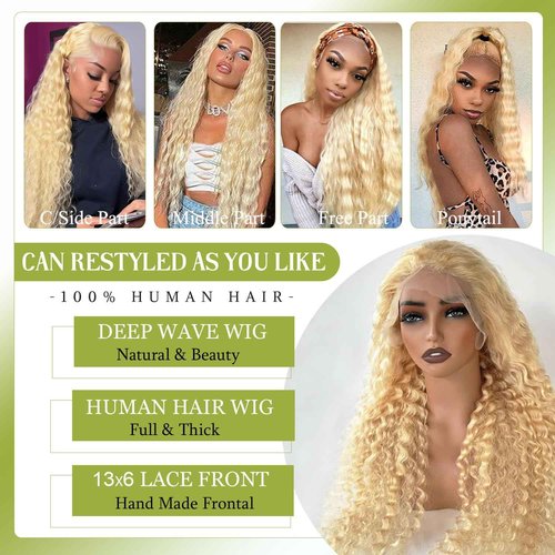Valiilo 613 Blonde Lace Front Wigs Human Hair 13x6 Deep Wave Lace Front Wig Human Hair Pre Plucked Glueless Wig for Women 26 Inch
