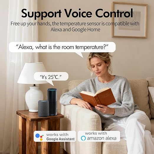 eMylo WiFi Thermometer Hygrometer, Smart Wireless Indoor Temperature Humidity Monitor with App Alerts, Free Data Storage Export, for Home Room Pet Greenhouse,