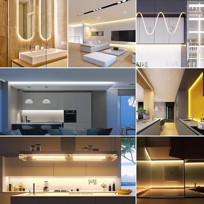 BTF-LIGHTING FCOB COB LED Strip IP65 480LED/m Flexible High Density Uniform Light 9W/m 16.4FT DC24V Natural White 4000K CRI 90+ 8mm Width for Home Indoor Decor(No Adapter or Controller)