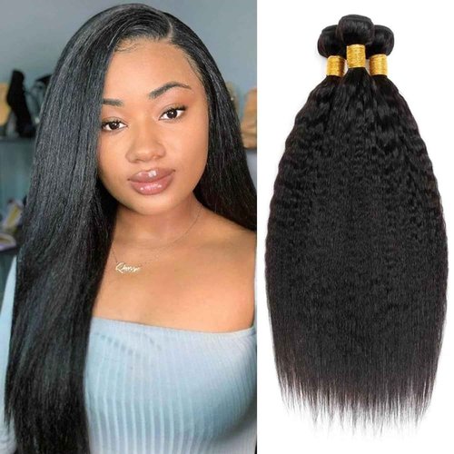 Habiliana Bundles Human Hair 26 28 30 Inch Yaki Wave Natural Human Hair Bundles 11A Unprocessed Brazilian Virgin Quick Weave Hair Extensions for Black Women