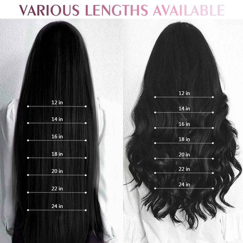 Fimislosion Real Hair Extensions Clip in Human Hair, Seamless Clip in Hair Extensions Real Human Hair, 22 Inch Clip ins extensions for women, Natural Black 120G 7Pcs