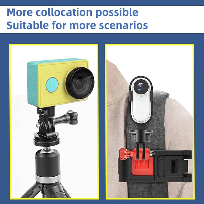 2PC Camera Tripod Mount for Gopro Adapter, 360° Adjustment 1/4-20 Screw Conversion Adapter for GoPro Hero10, Insta360 ONE X3, X2, Go 2 3, Xiaomi Yi and Other Action Cameras
