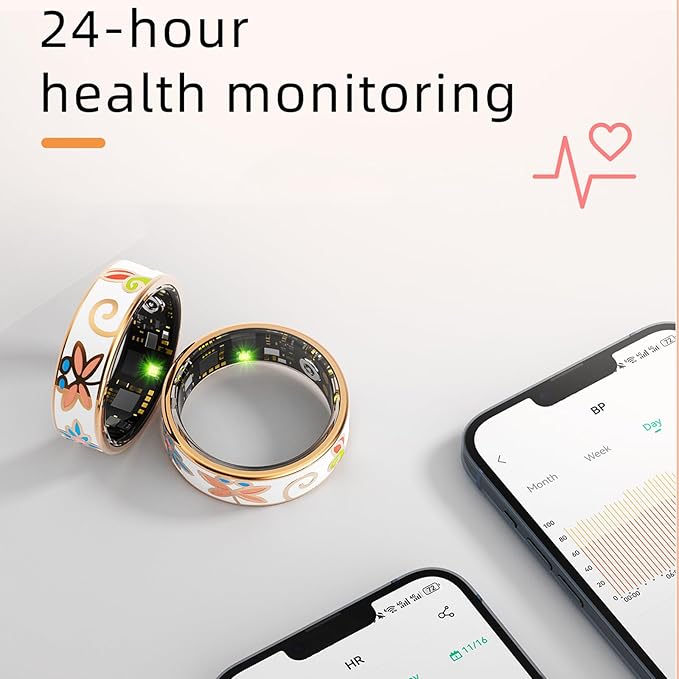 Yihou Smart Ring for Women Health Ring Fitness Ring with Enamel Fitness Tracker with Heart Rate Monitoring Sleep Monitor Distance Pedometer Calorie No Subscription Fee for Android iOS 6#