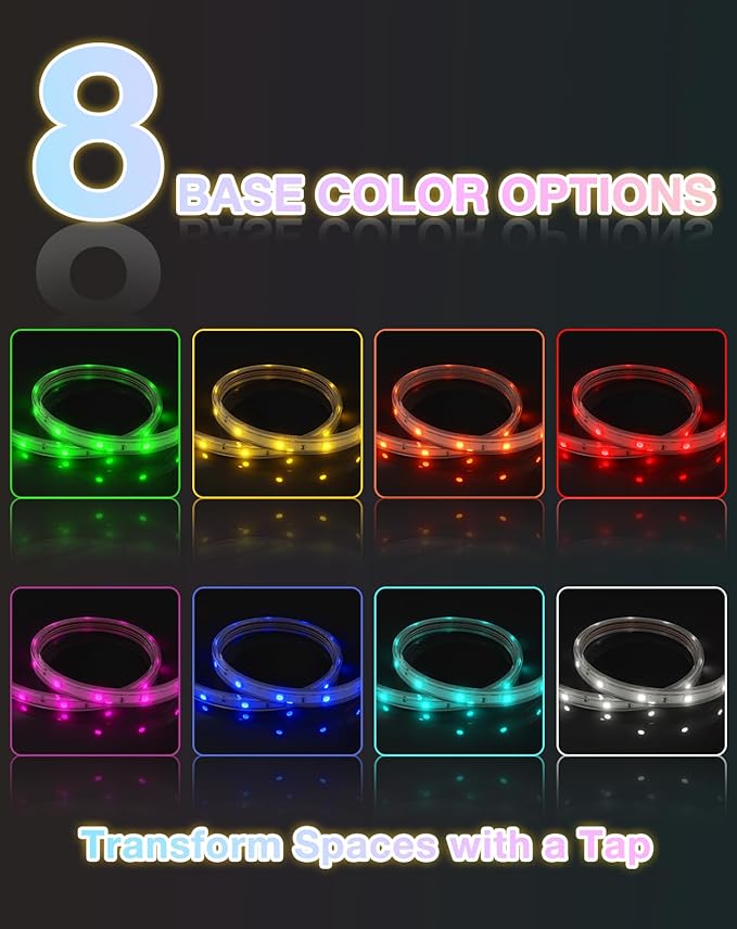 Shine Decor 120V RGB LED Strip Light Remote Control, Cold Resistant IP65 Waterproof Outdoor Strip Lighting Color Changing, Connectable Lite Multicolor Lighting Strip 7x13mm, 16 FT 150 LEDs ETL Listed
