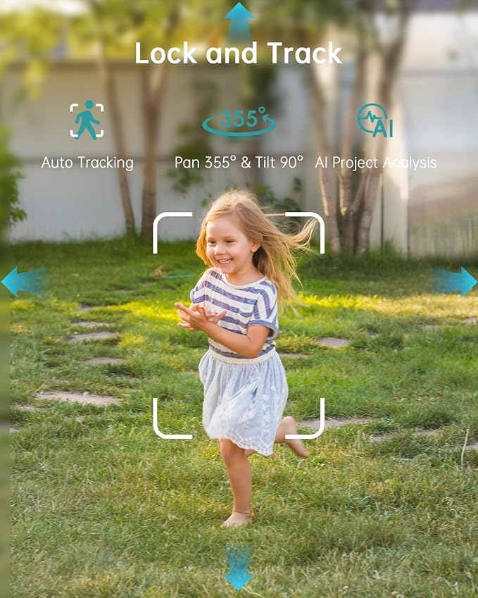 ZUMIMALL 2.5K Wired Cameras for Home Security, 2.4G/5G WiFi Outdoor Camera, 5MP, 24/7 Recording,AI Motion Detection, Cloud & SD Card Storage, 2-Way Audio, 360° PTZ Auto Tracking, IP66-2-Pack (Black)