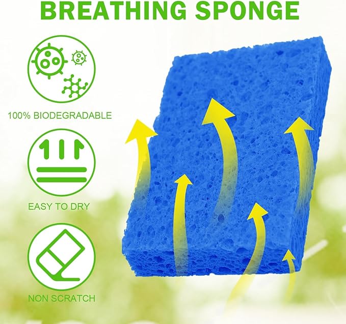 YoleShy 24 Pack Kitchen Sponges Natural Cellulose Compressed Sponges for Cleaning Reusable Dish Sponge Kitchen Non-Scratch DIY
