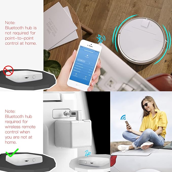 Smart Switch Button Pusher: Bluetooth Fingerbot Plus with Toolkit for Any Buttons & Switches, Tuya App Control,No Wiring Switch Bot Button, Add a Blutooth Hub Compatible with Alexa Google Home (White)