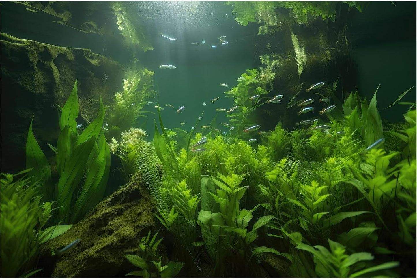 Aquarium Background Lush Aquatic Plants Seagrasses Terrarium Background Redwood Root Moss Tropical Style Green Underwater Plants Fish Tank Background Under The Sea Reptile Tank Backdrop 60x24in
