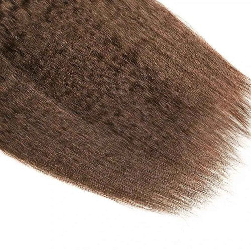 Condescension Bundles Human Hair 22 24 26" Inch Chocolate Brown Yaki Wave Human Hair Bundles Brazilian Virgin Remy Medium Brown Soft and Silky Hair Extensions