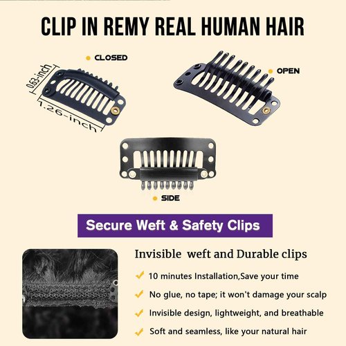 CindiRiver Curly Clip in Hair Extensions,Real Human Hair Afro Kinky Curly Clip in Hair Extensions for Women,Remy Human Curly Clip ins Human Hair 8 Pcs with 20 Clips,18 inch